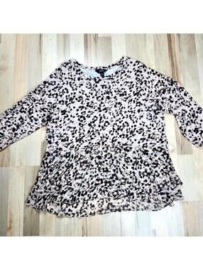 Simply Vera Wang Women's Animal Print Peplum Blouse XXL